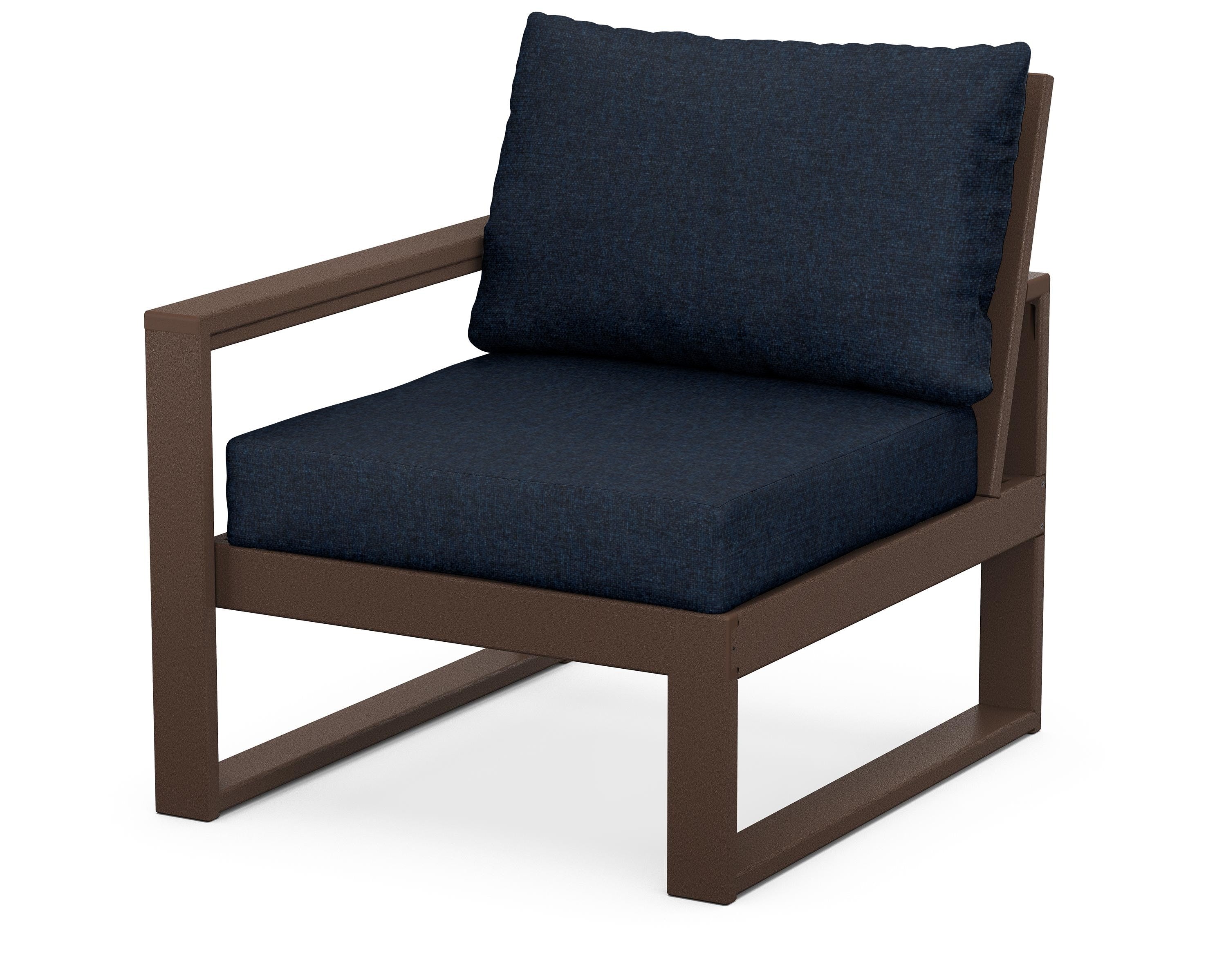 POLYWOOD® EDGE Modular Left Arm Chair in Mahogany / Marine Indigo