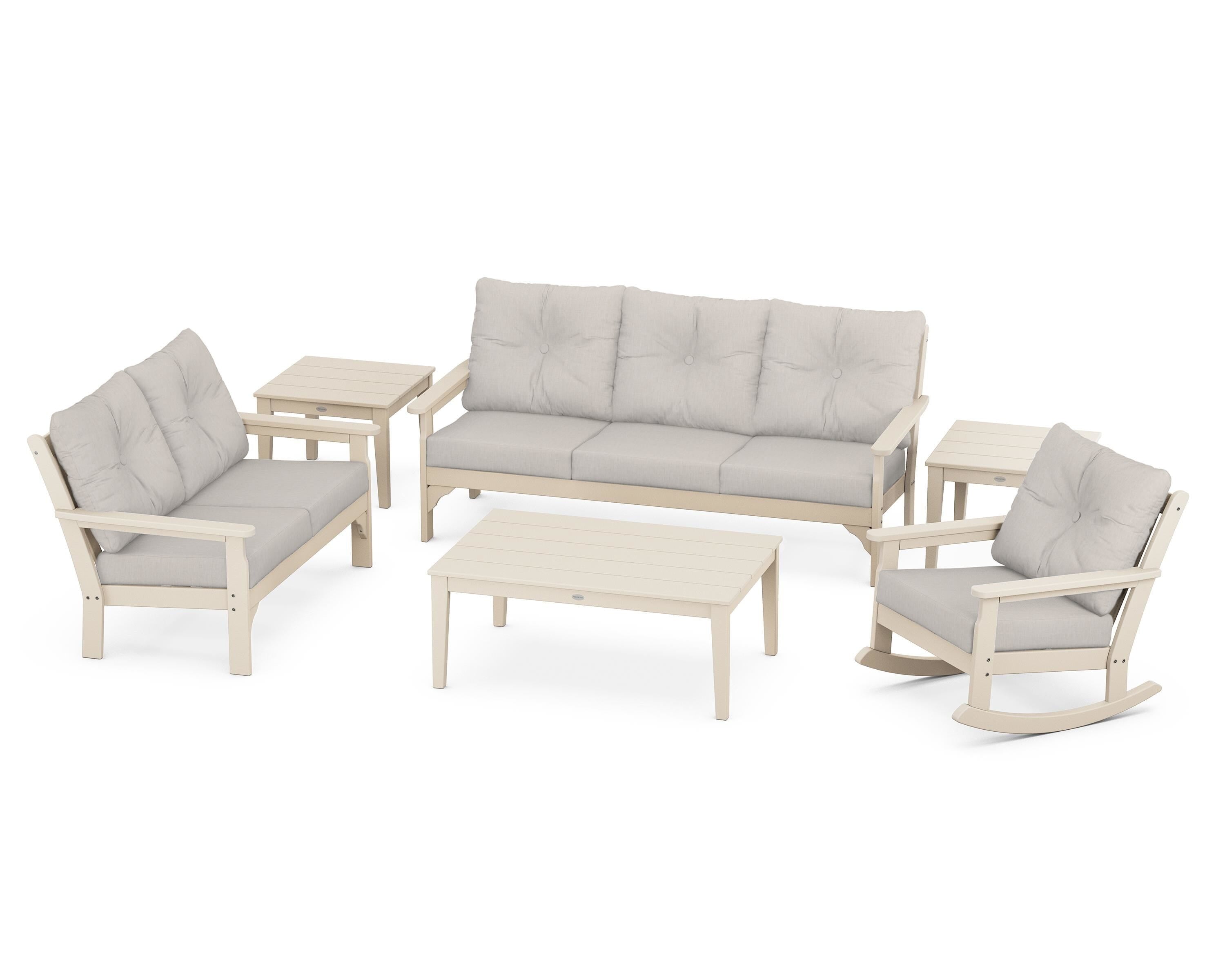 POLYWOOD® Vineyard 6-Piece Deep Seating Set in Sand / Cast Ash