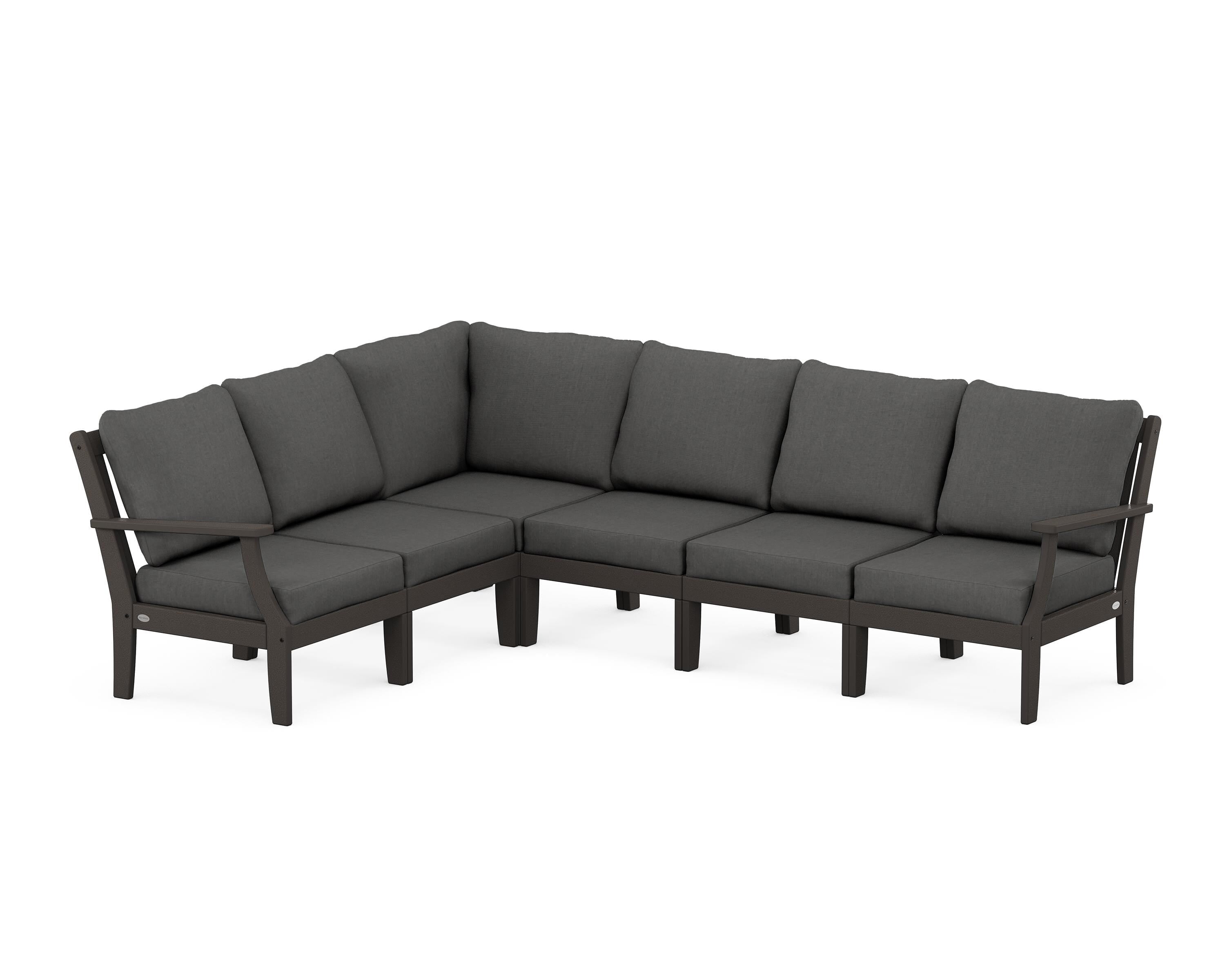 POLYWOOD® Braxton Modular 6-Piece Deep Seating Set in Vintage Coffee / Spectrum Carbon