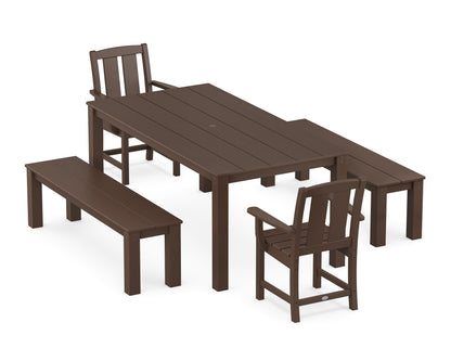 POLYWOOD® Mission 5-Piece Parsons Dining Set with Benches in Mahogany