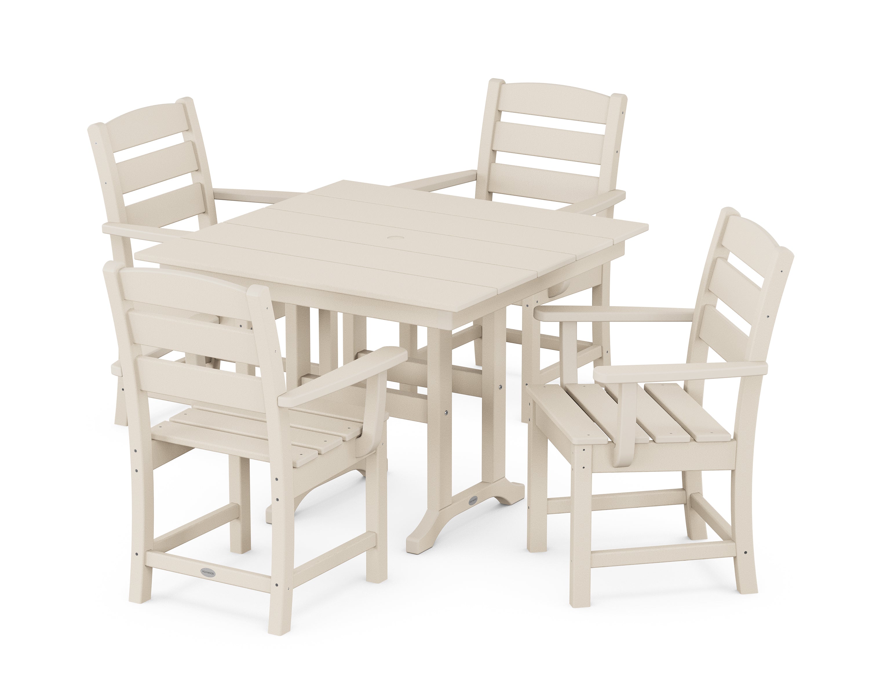 POLYWOOD® Lakeside 5-Piece Farmhouse Dining Set in Sand