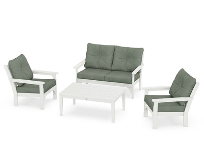 POLYWOOD® Vineyard 4-Piece Deep Seating Set in Vintage White / Cast Sage