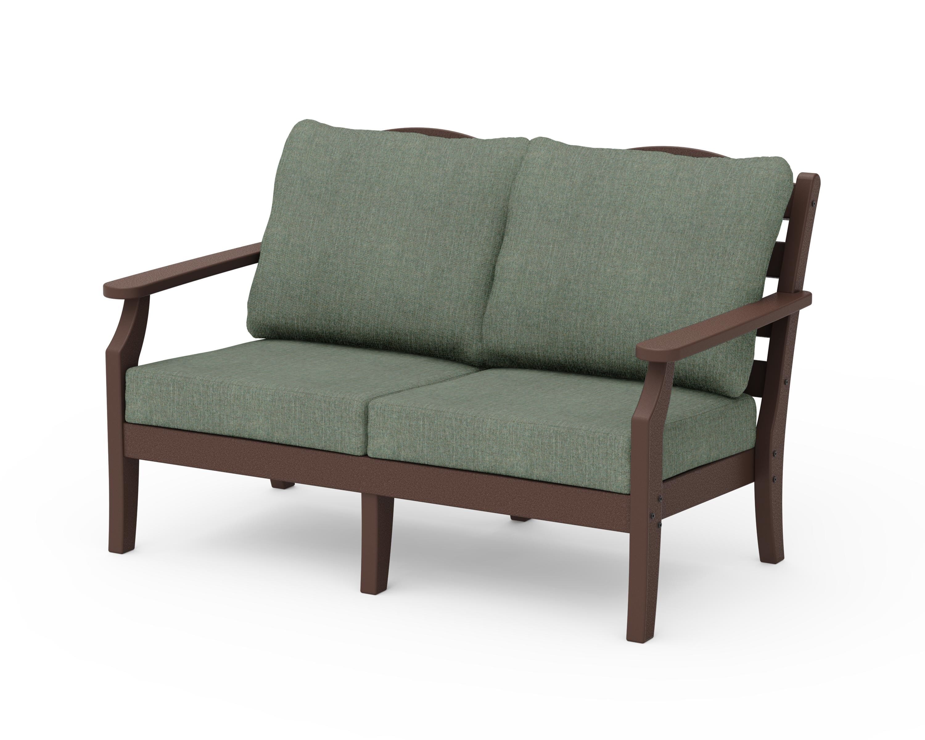 Draper James™ by  POLYWOOD® Savannah Deep Seating Loveseat in Mahogany / Cast Sage
