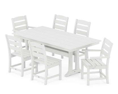 POLYWOOD® Lakeside 7-Piece Farmhouse Dining Set with Trestle Legs in White