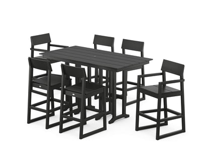 POLYWOOD® EDGE 7-Piece Farmhouse Bar Set in Black