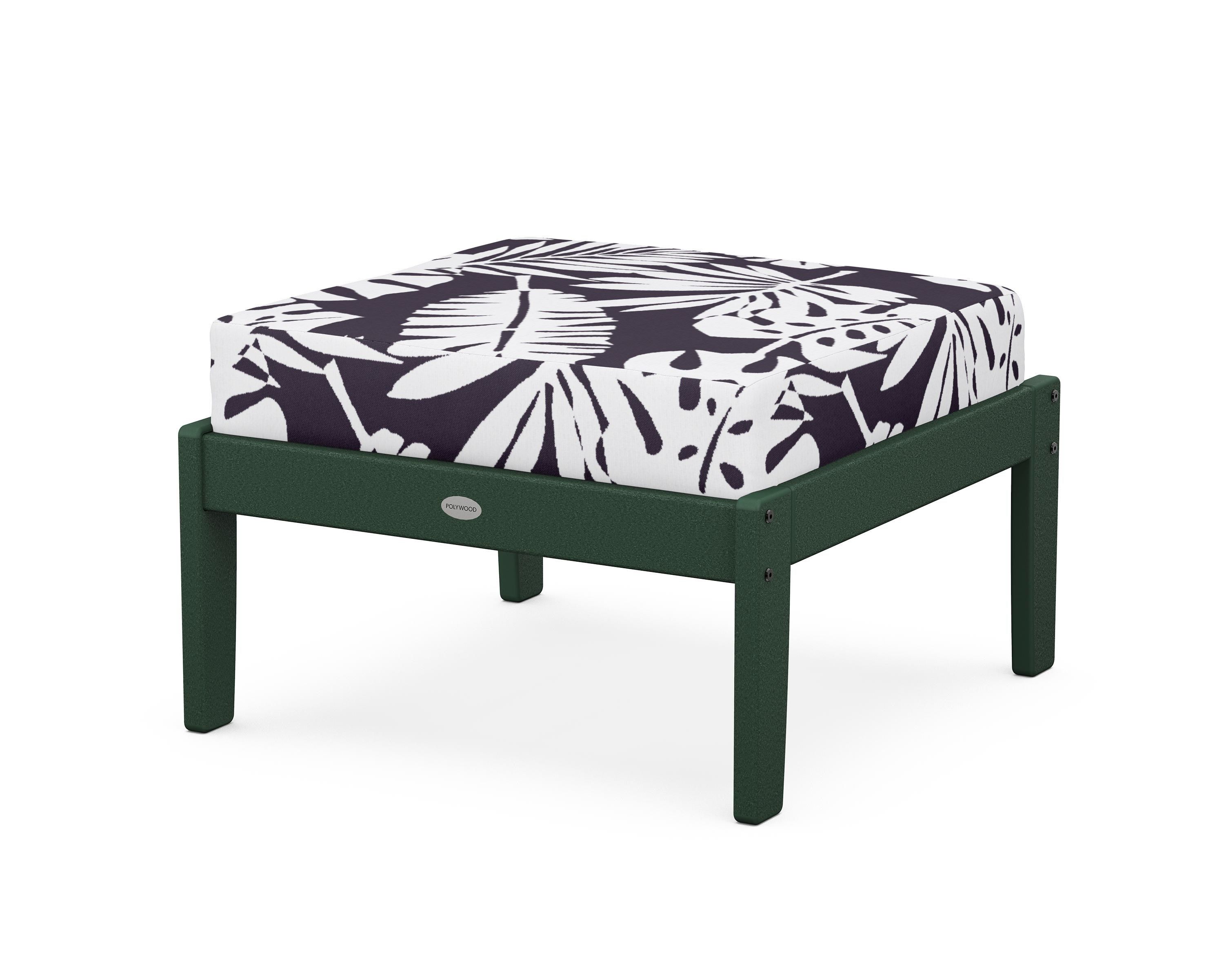 POLYWOOD® Braxton Deep Seating Ottoman in Green / Leaf Navy