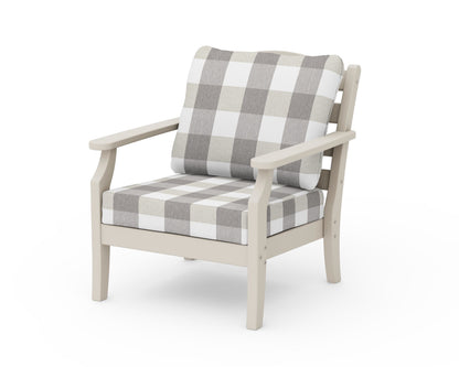 Draper James™ by  POLYWOOD® Savannah Deep Seating Chair in Sand / Buffalo Plaid Grey Mist