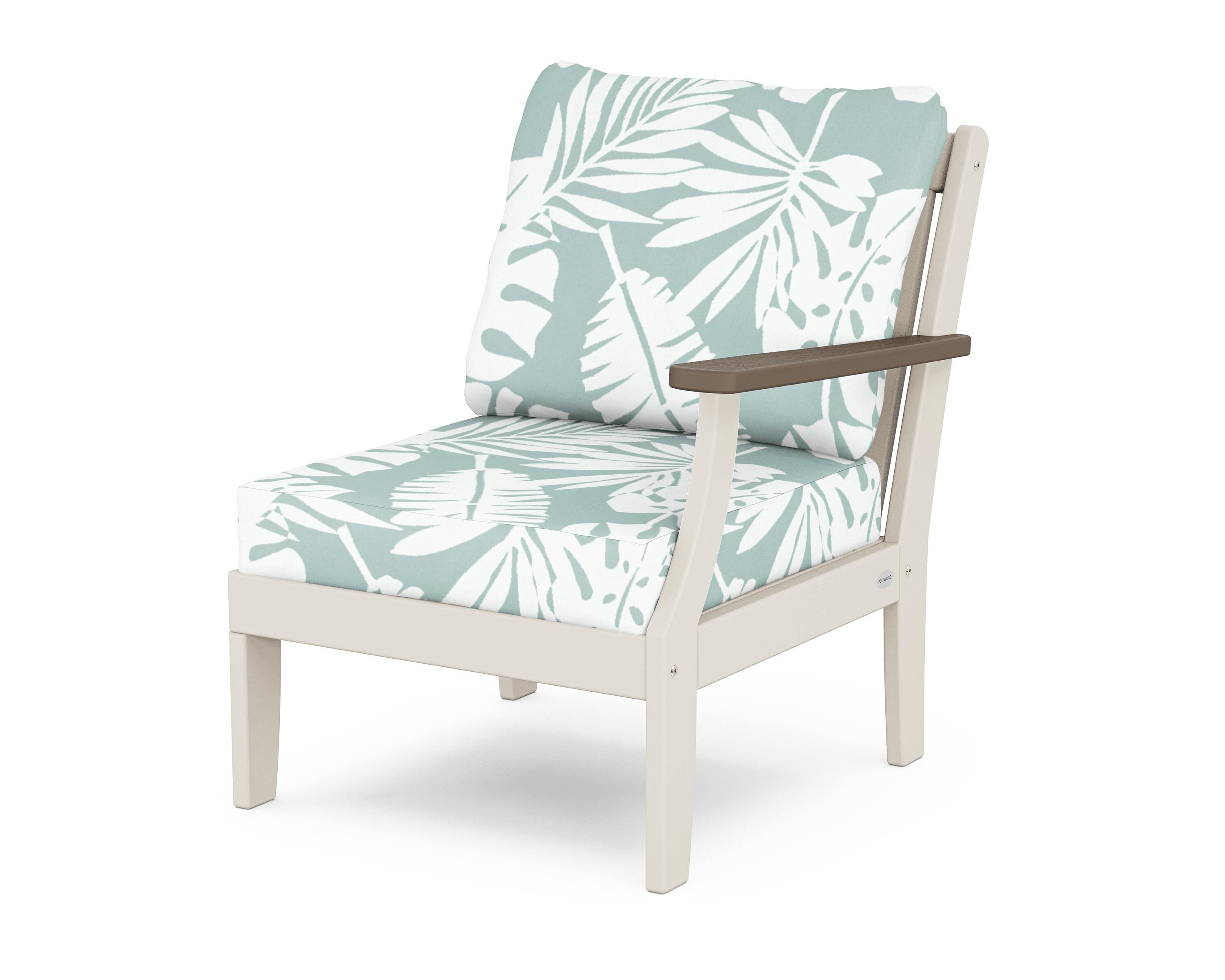 POLYWOOD® Braxton Modular Right Arm Chair in Sand / Kona / Leaf Glacier Spa