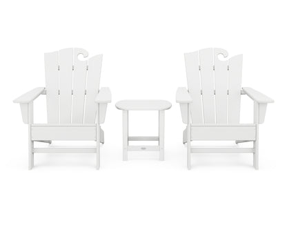 POLYWOOD® Wave 3-Piece Adirondack Set with The Ocean Chair in White