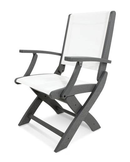 POLYWOOD® Coastal Folding Chair in Slate Grey / White Sling