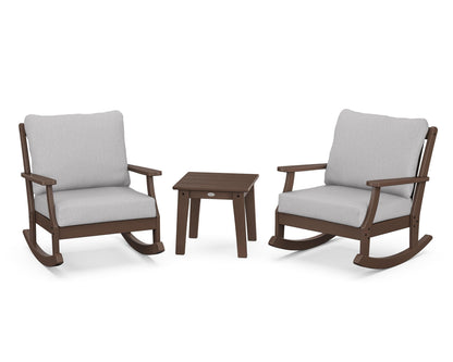 POLYWOOD® Braxton 3-Piece Deep Seating Rocker Set in Mahogany / Granite