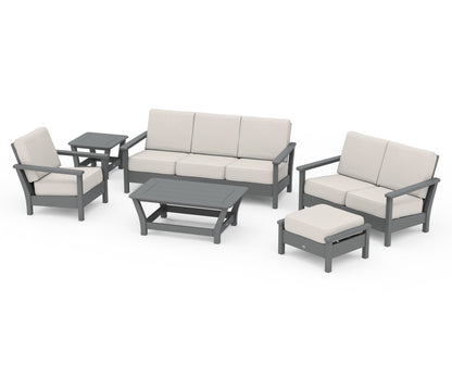 POLYWOOD® Harbour 6-Piece Outdoor Living Set in Slate Grey / Cast Ash