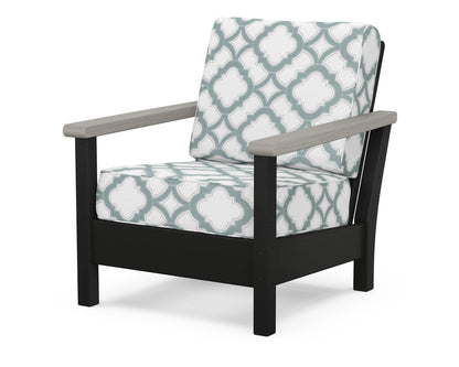 POLYWOOD® Harbour Deep Seating Chair in Black / Driftwood / Trellis Glacier Spa
