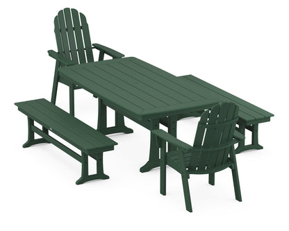 POLYWOOD® Vineyard Adirondack 5-Piece Dining Set with Trestle Legs in Green