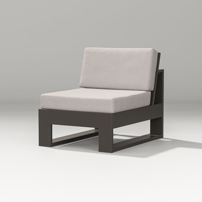 PW Designer Series Latitude Modular Armless Chair in Vintage Coffee / Dune Burlap