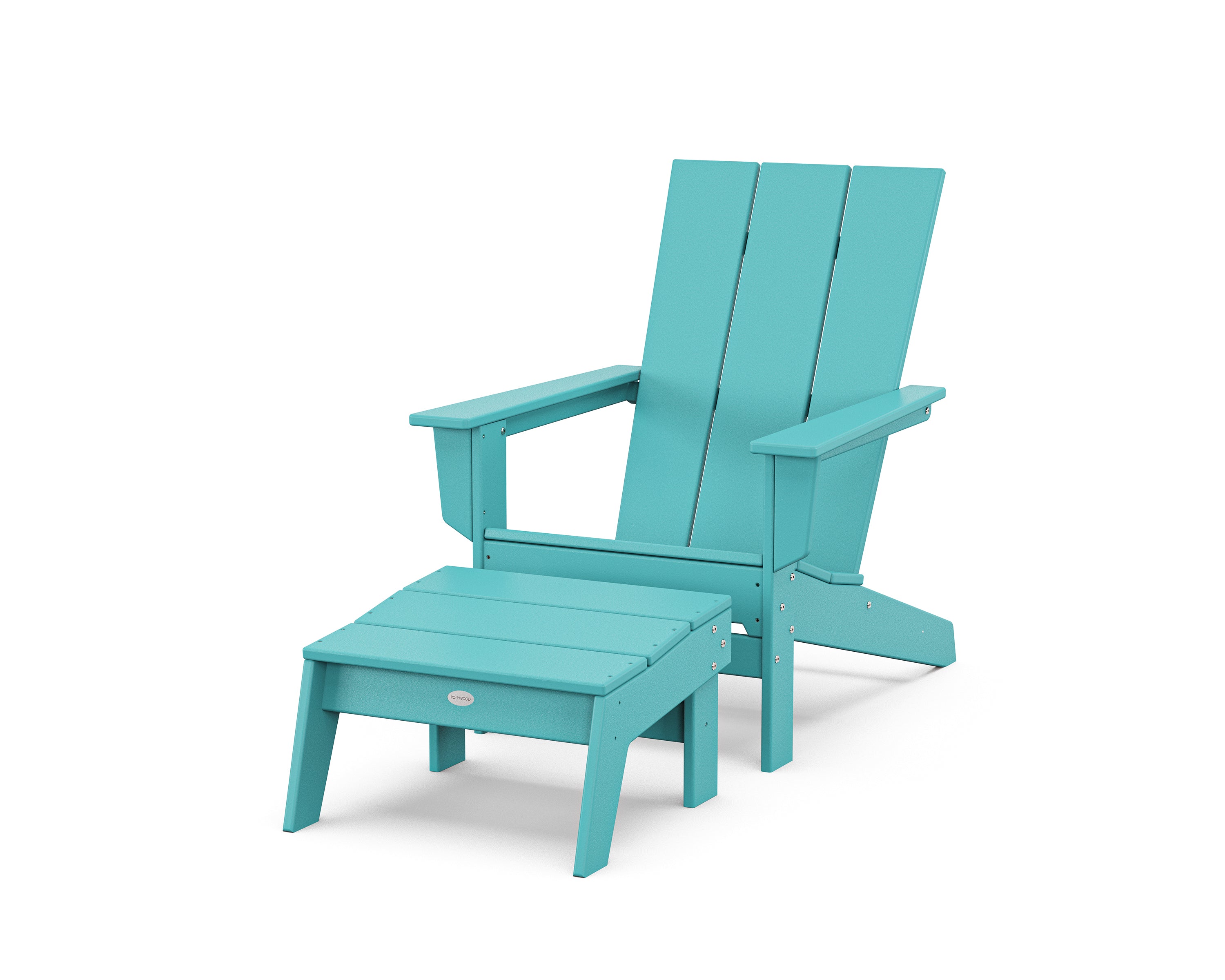 POLYWOOD® Modern Studio Adirondack Chair with Ottoman in Aruba