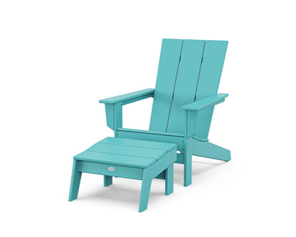 POLYWOOD® Modern Studio Adirondack Chair with Ottoman in Aruba