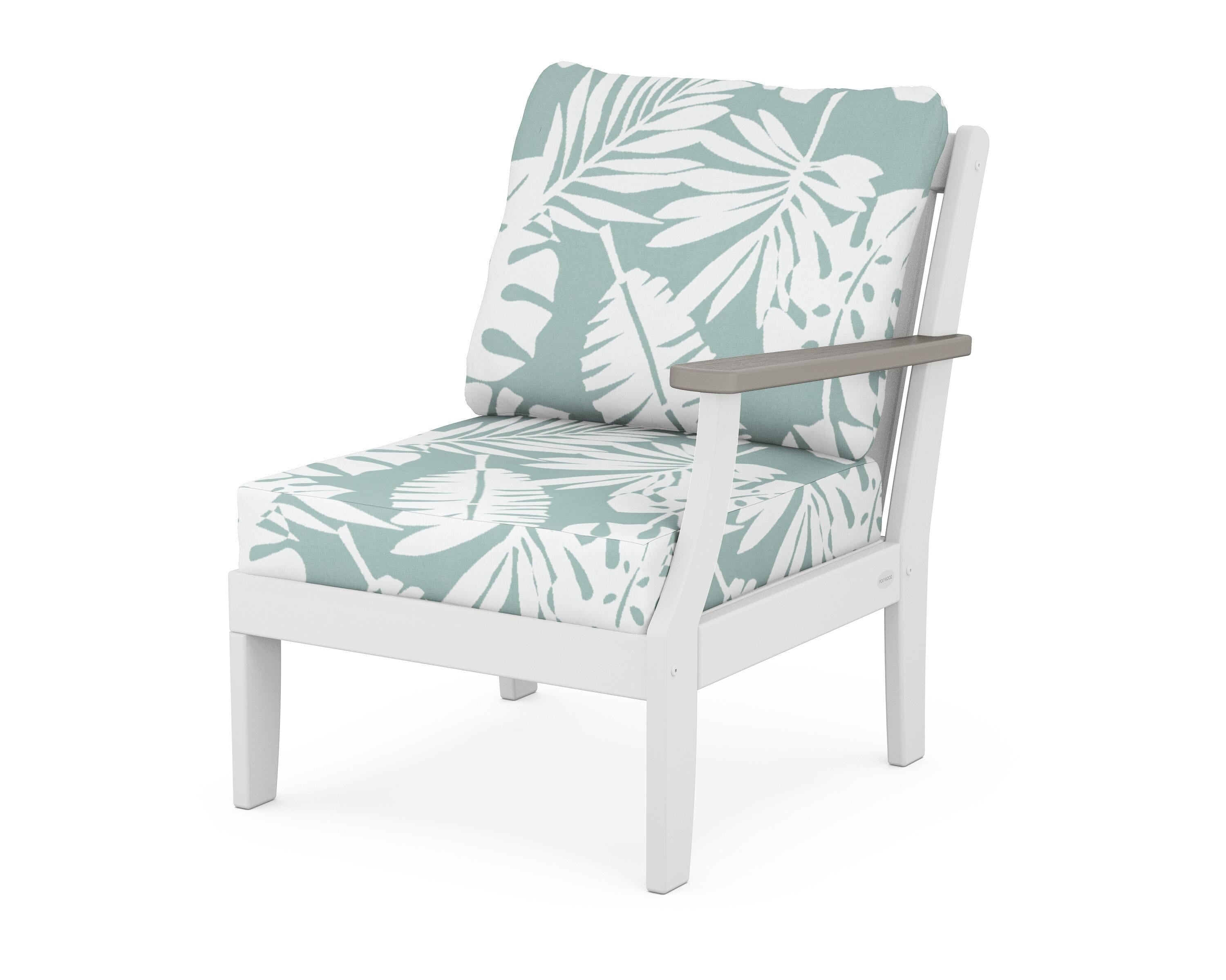 POLYWOOD® Braxton Modular Right Arm Chair in White / Driftwood / Leaf Glacier Spa