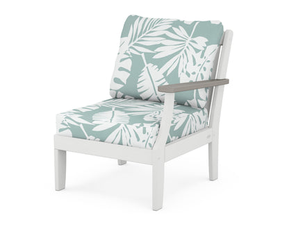 POLYWOOD® Braxton Modular Right Arm Chair in White / Driftwood / Leaf Glacier Spa