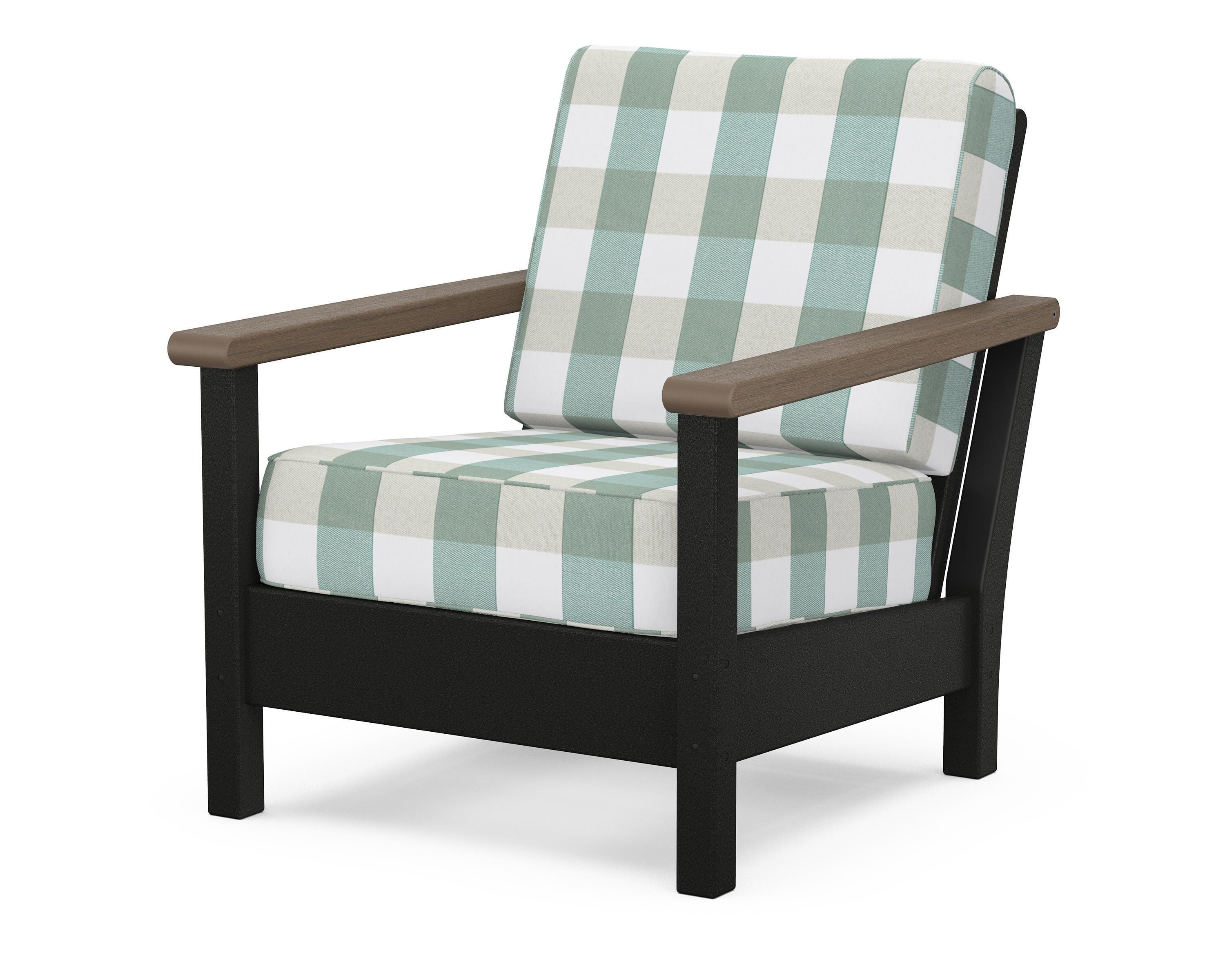 POLYWOOD® Harbour Deep Seating Chair in Black / Kona / Buffalo Plaid Glacier Spa
