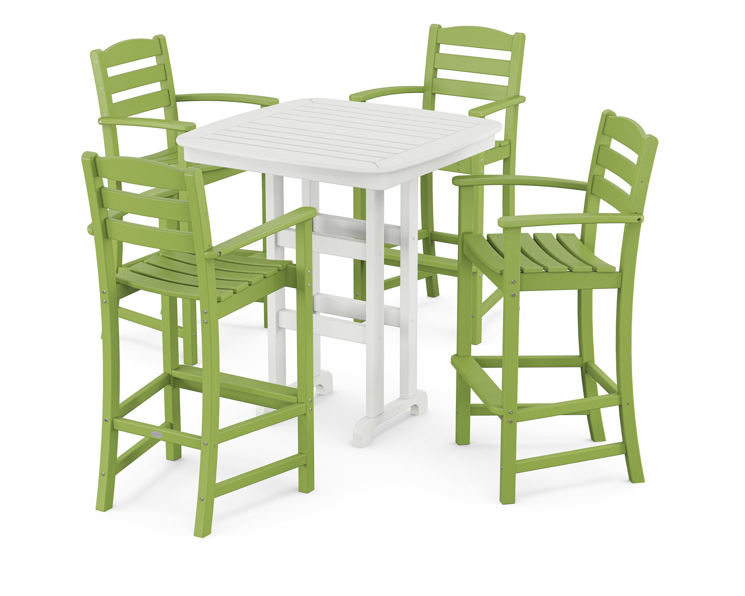 POLYWOOD® La Casa Café 5-Piece Bar Set in Lime / White