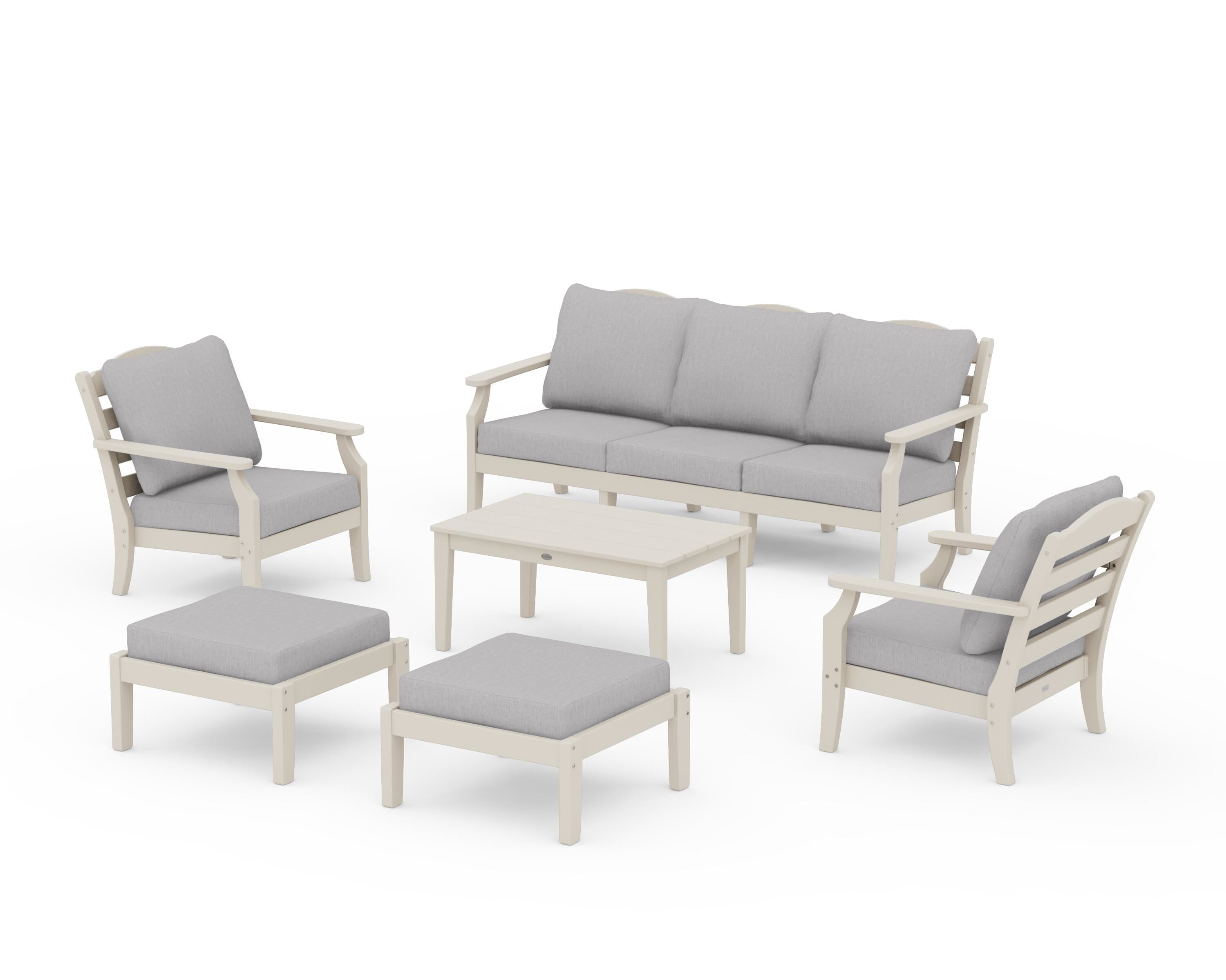 Draper James™ by  POLYWOOD® Savannah 6-Piece Lounge Sofa Set in Sand / Granite