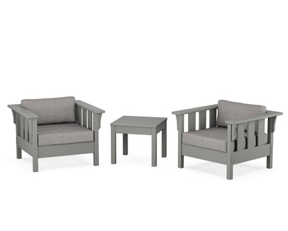 Martha Stewart by POLYWOOD® Acadia 3-Piece Deep Seating Set in Slate Grey / Grey Mist