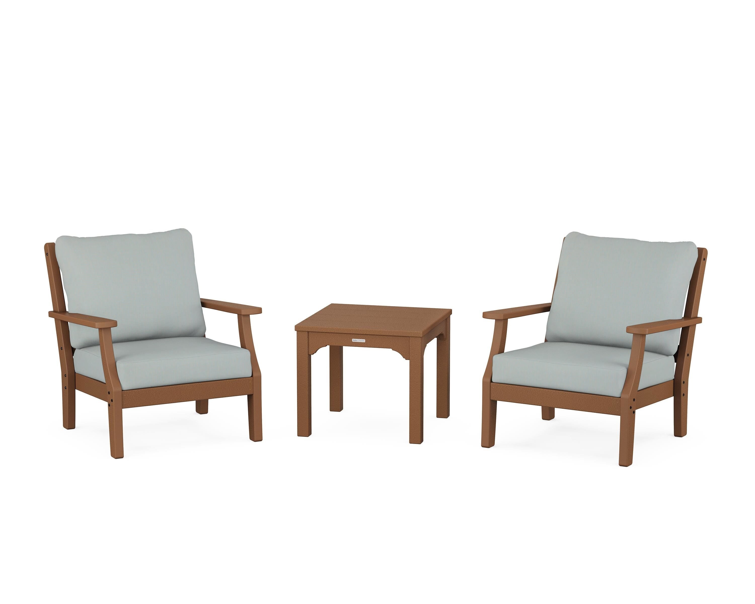 Martha Stewart by POLYWOOD® Chinoiserie 3-Piece Deep Seating Set in Teak / Spa