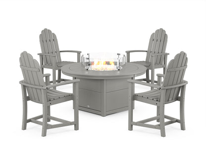 POLYWOOD® Classic 4-Piece Upright Adirondack Conversation Set with Fire Pit Table in Slate Grey