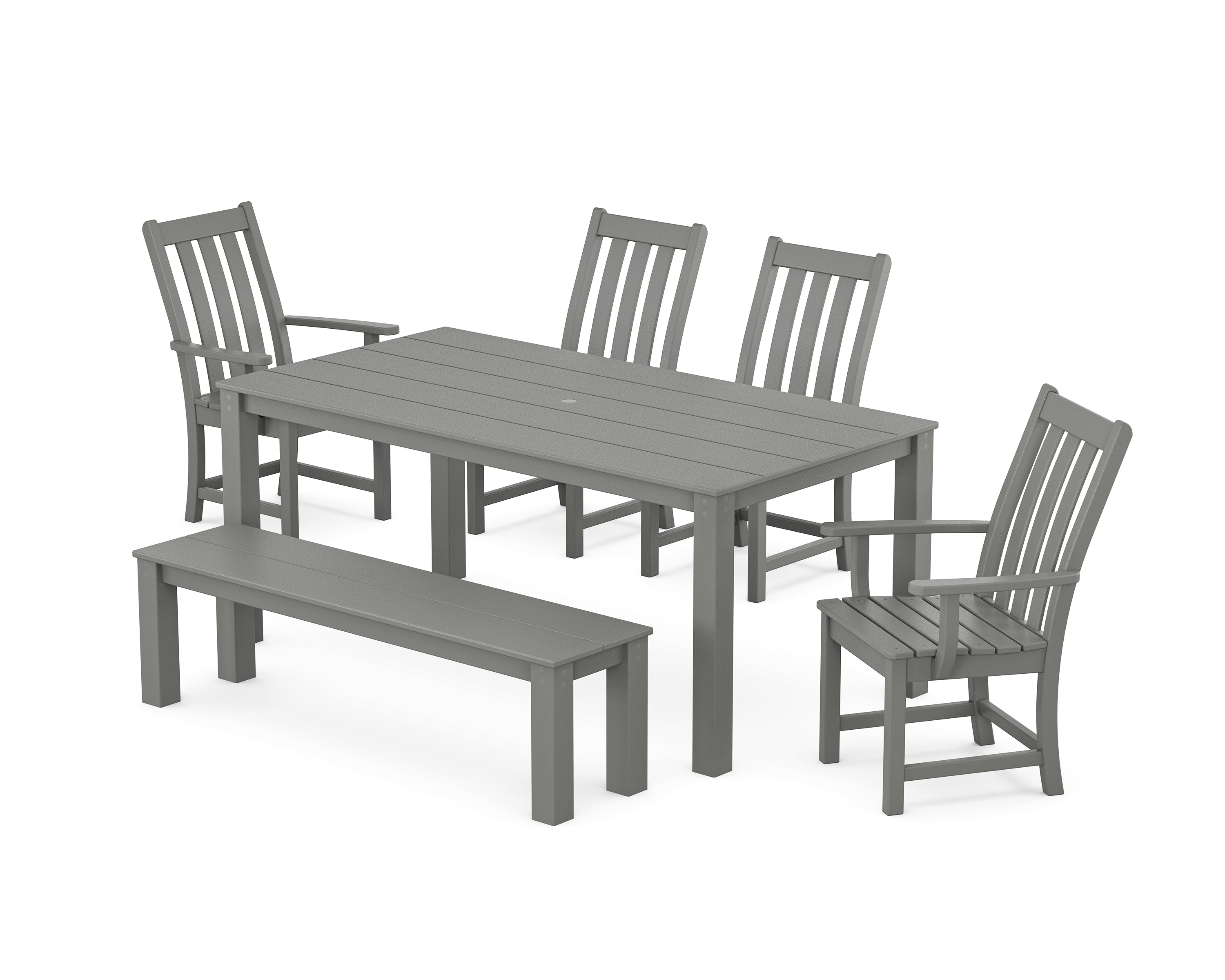 POLYWOOD® Vineyard 6-Piece Parsons Dining Set with Bench in Slate Grey