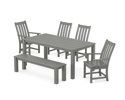 POLYWOOD® Vineyard 6-Piece Parsons Dining Set with Bench in Slate Grey