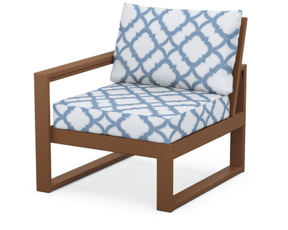 POLYWOOD® EDGE Modular Left Arm Chair in Teak / Trellis Sky Blue