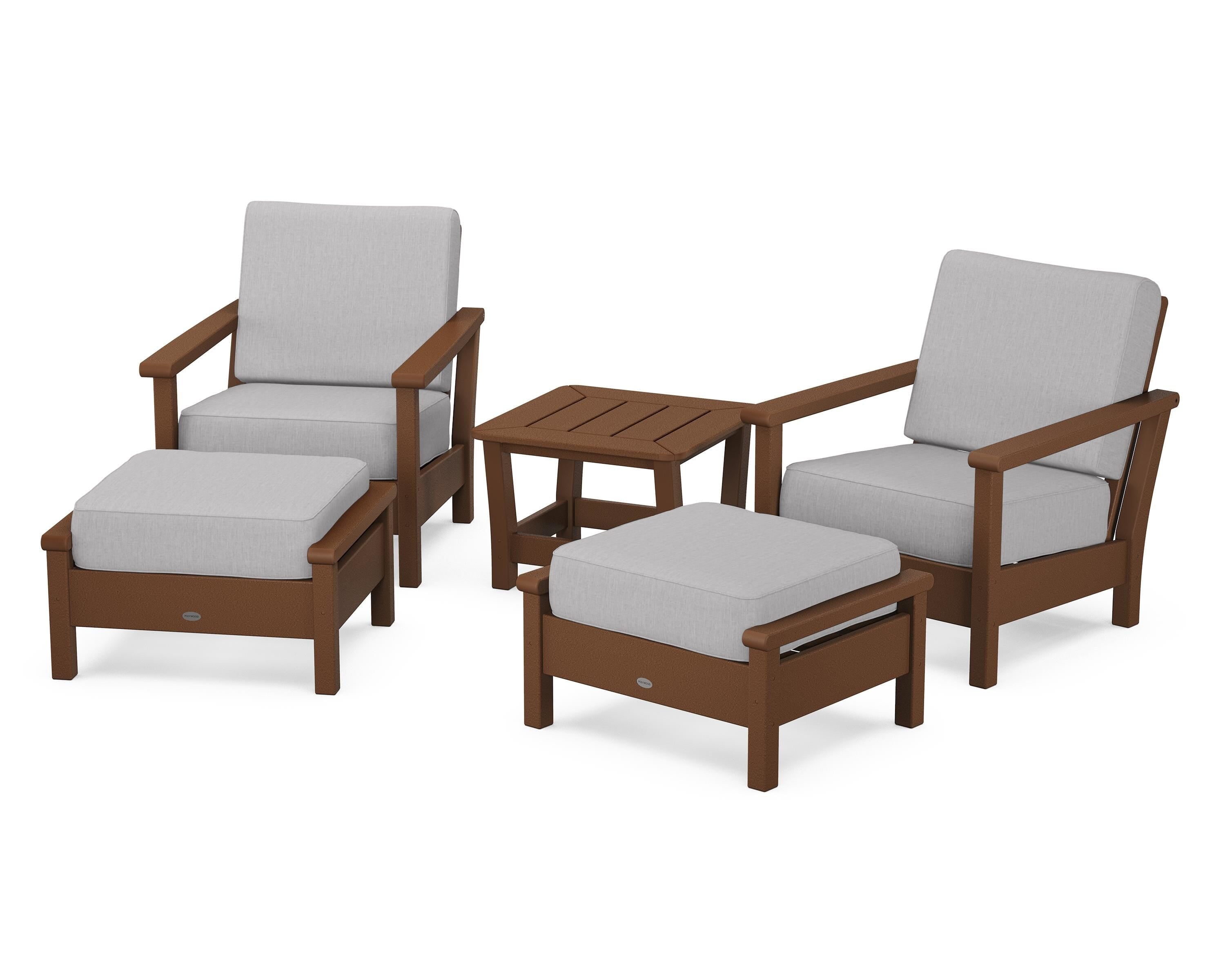 POLYWOOD® Harbour 5-Piece Deep Seating Chair Set in Teak / Granite