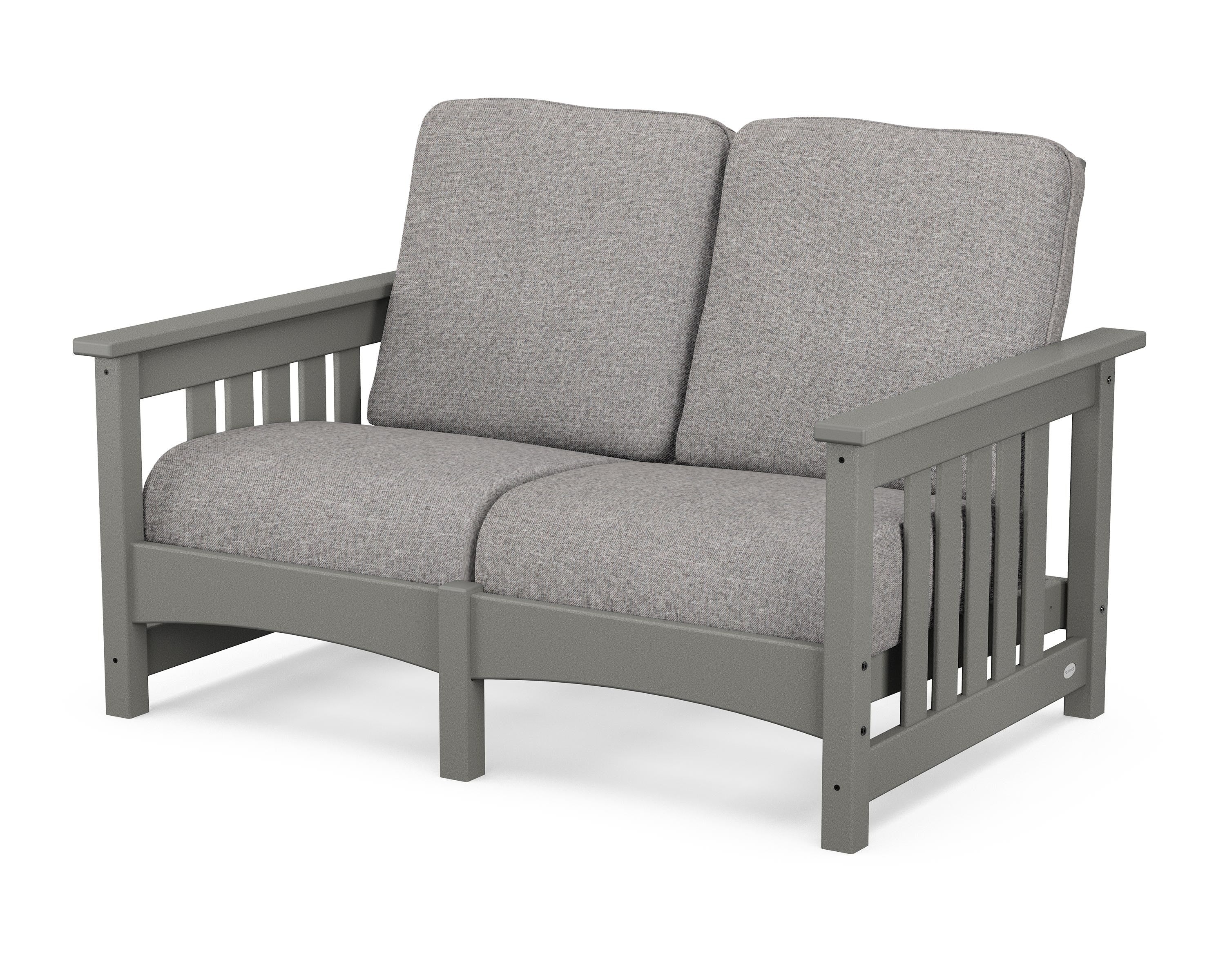 POLYWOOD® Club Mission Loveseat in Slate Grey / Grey Mist