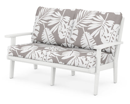 POLYWOOD® Grant Park Deep Seating Loveseat in White / Leaf Grey Mist