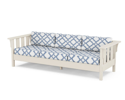 Martha Stewart by POLYWOOD® Acadia Deep Seating Sofa in Sand / Trellis Sky Blue