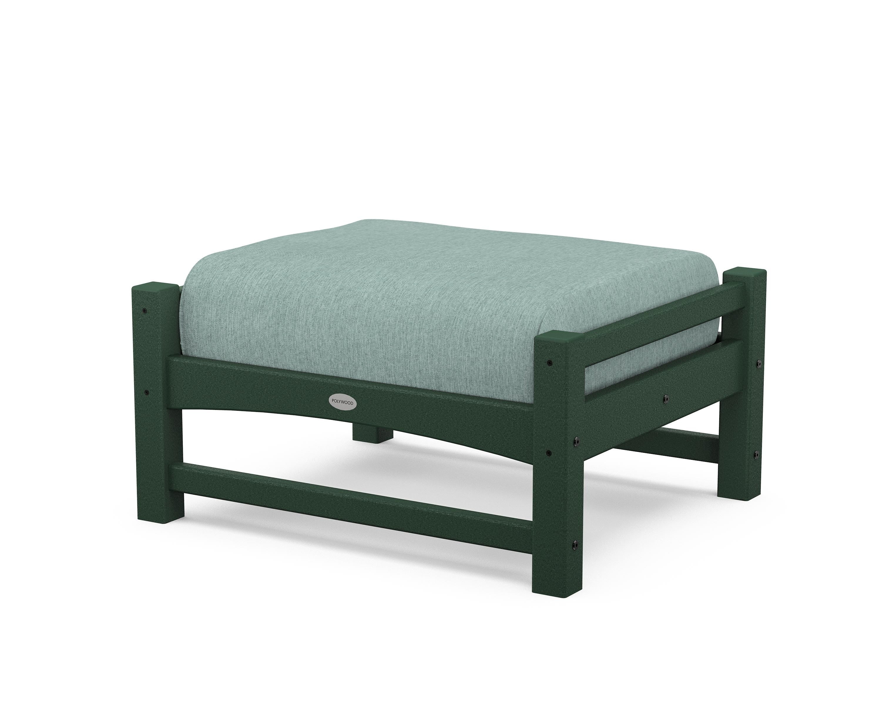 POLYWOOD® Club Ottoman in Green / Glacier Spa