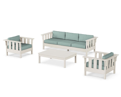 Martha Stewart by POLYWOOD® Acadia 4-Piece Deep Seating Set with Sofa in Sand / Glacier Spa