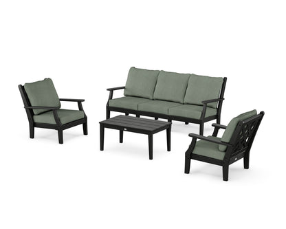 Country Living Wovendale 4-Piece Deep Seating Set with Sofa in Black / Cast Sage
