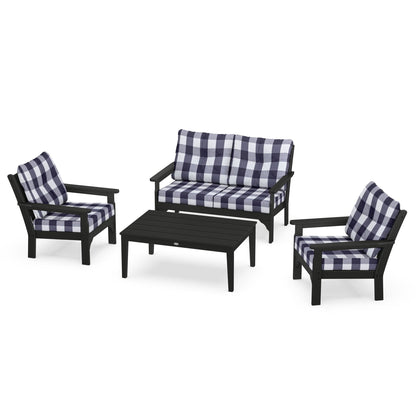 Vineyard 4 Piece Deep Seating Set - Black