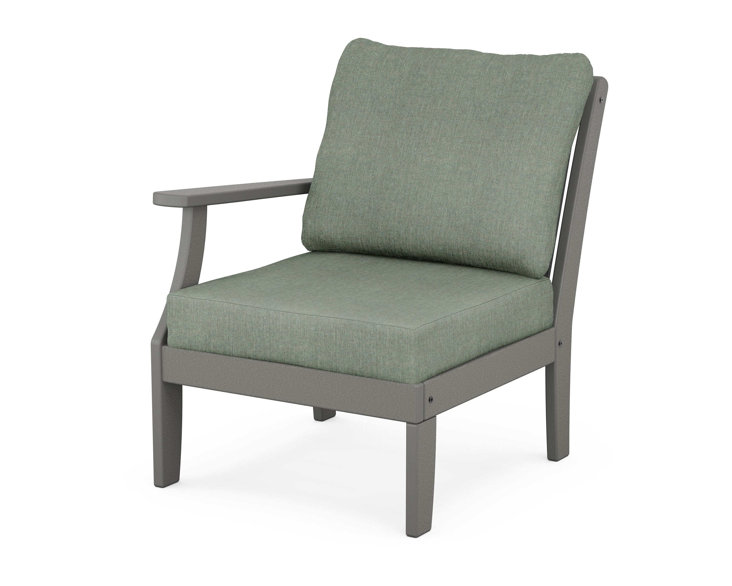 POLYWOOD® Braxton Modular Left Arm Chair in Slate Grey / Cast Sage