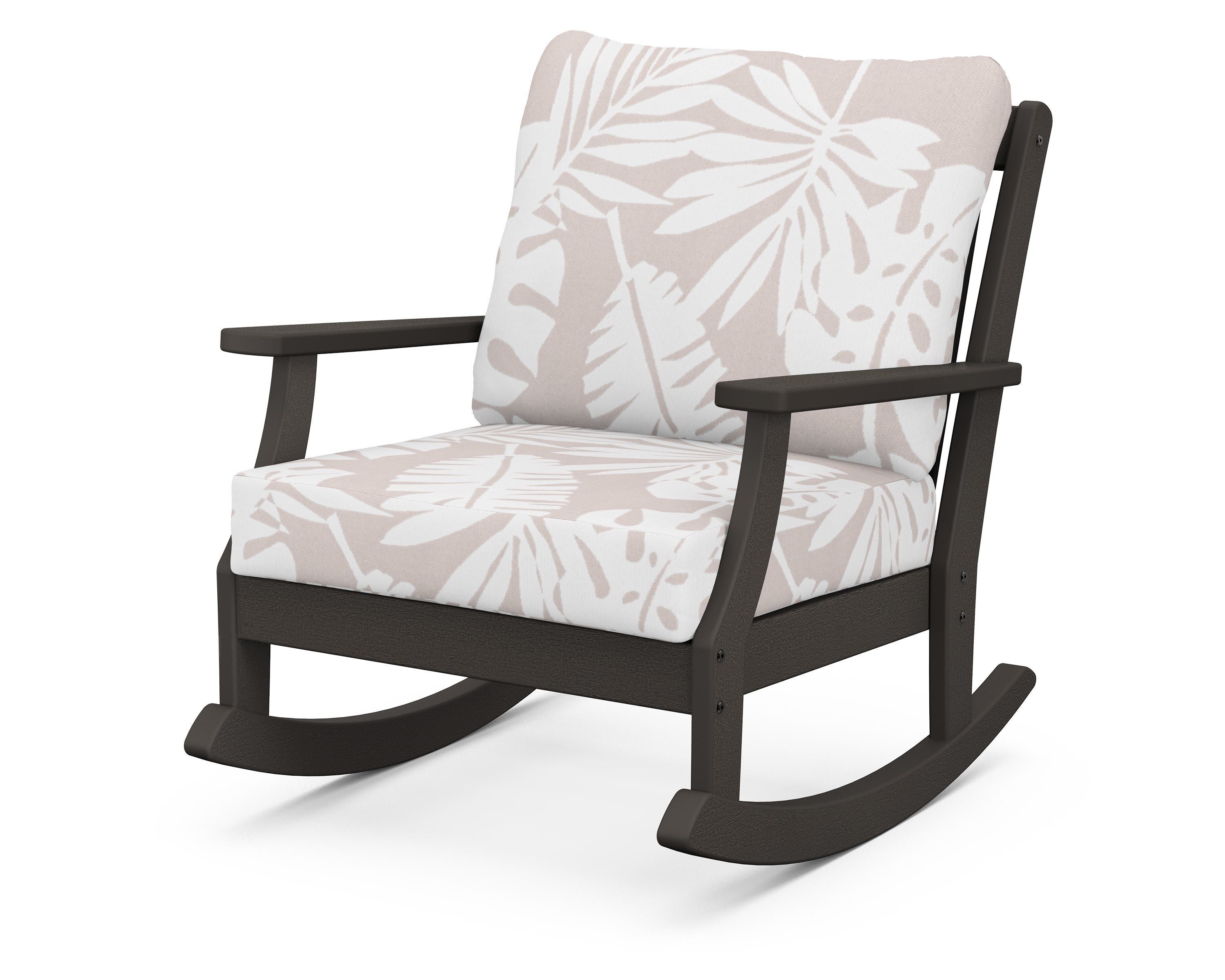 POLYWOOD® Braxton Deep Seating Rocking Chair in Vintage Coffee / Leaf Dune Burlap
