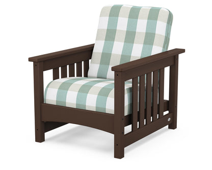 POLYWOOD® Club Mission Chair in Mahogany / Buffalo Plaid Glacier Spa