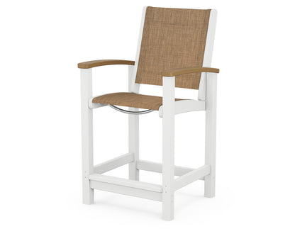 POLYWOOD® Coastal Counter Chair in White / Natural / Burlap Sling