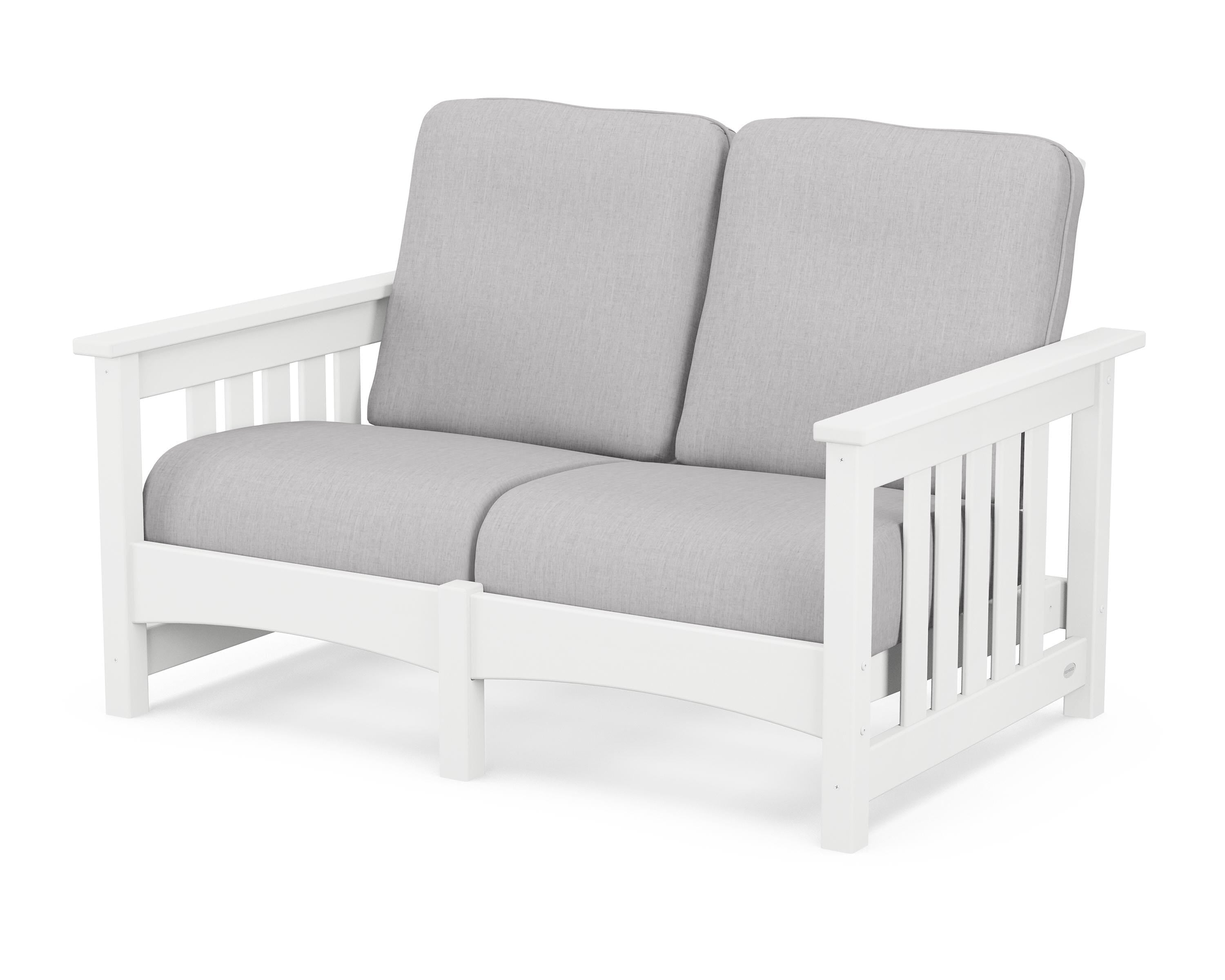 POLYWOOD® Club Mission Loveseat in White / Granite