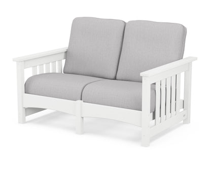POLYWOOD® Club Mission Loveseat in White / Granite