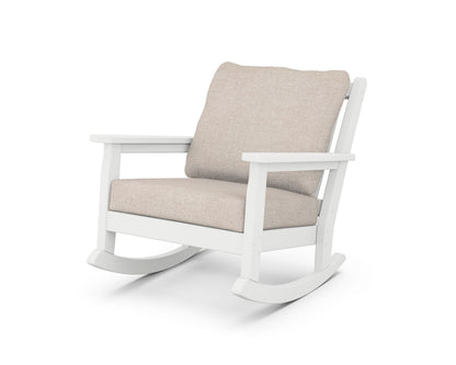 POLYWOOD® Chippendale Deep Seating Rocking Chair in White / Blend Linen