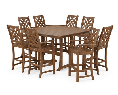 Country Living Wovendale 9-Piece Square Bar Set with Trestle Legs in Teak