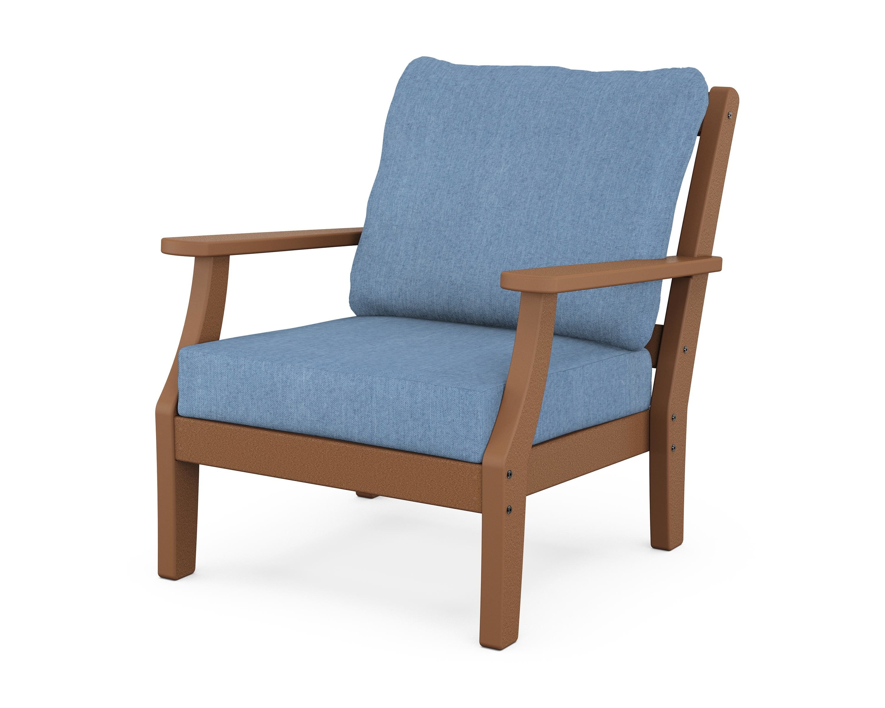Martha Stewart by POLYWOOD® Chinoiserie Deep Seating Chair in Teak / Sky Blue