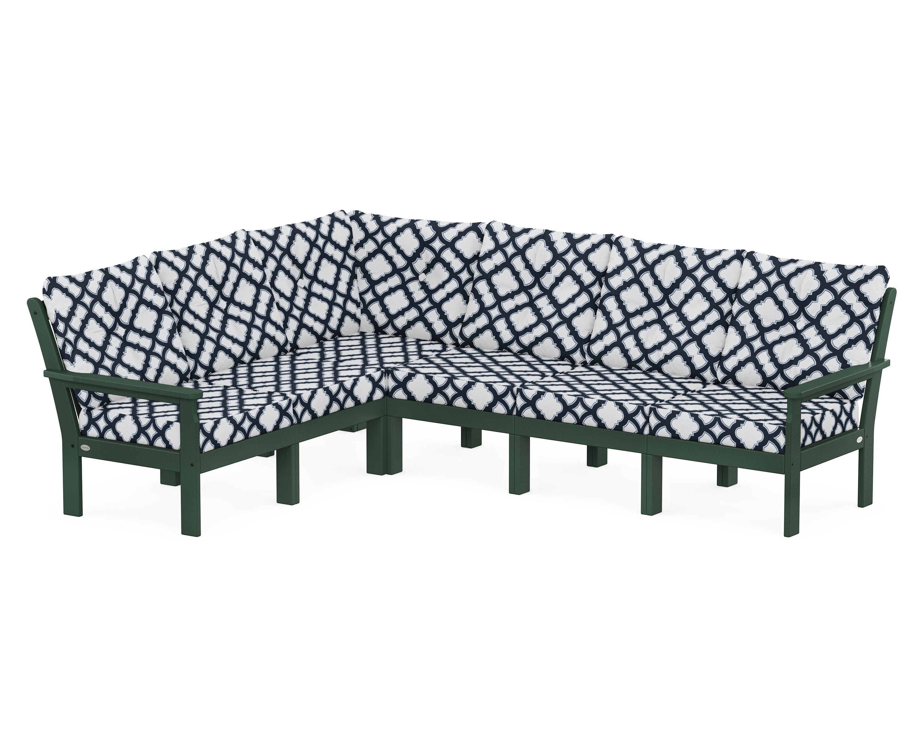 POLYWOOD® Vineyard 6-Piece Sectional in Green / Trellis Marine Indigo